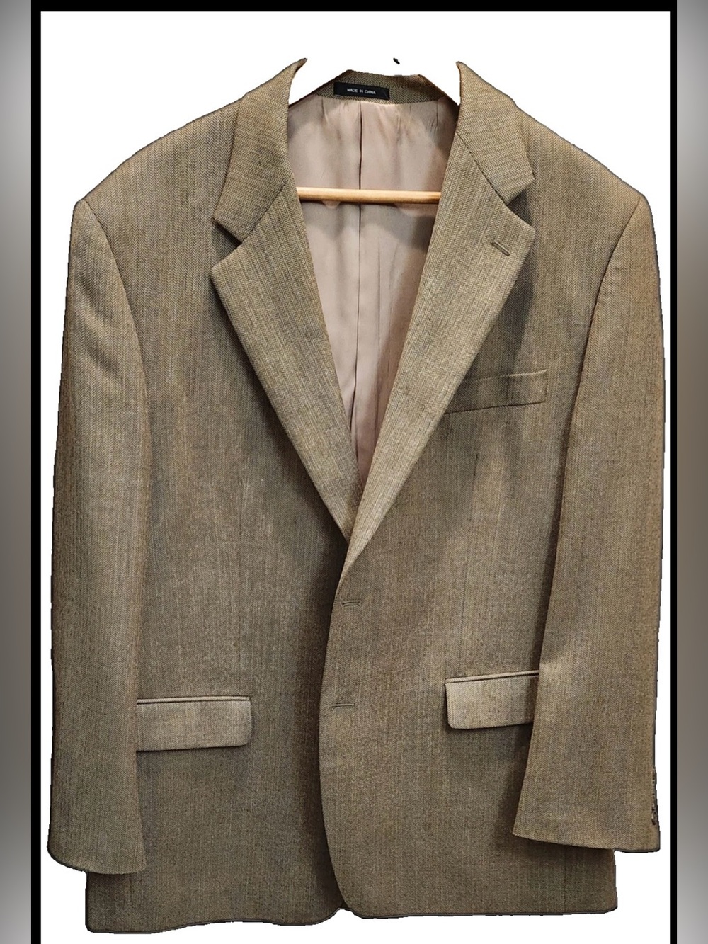 Lauren Ralph Lauren Herringbone Wool Blazer Mens 46R Brown Tan Sport Coat Jacket